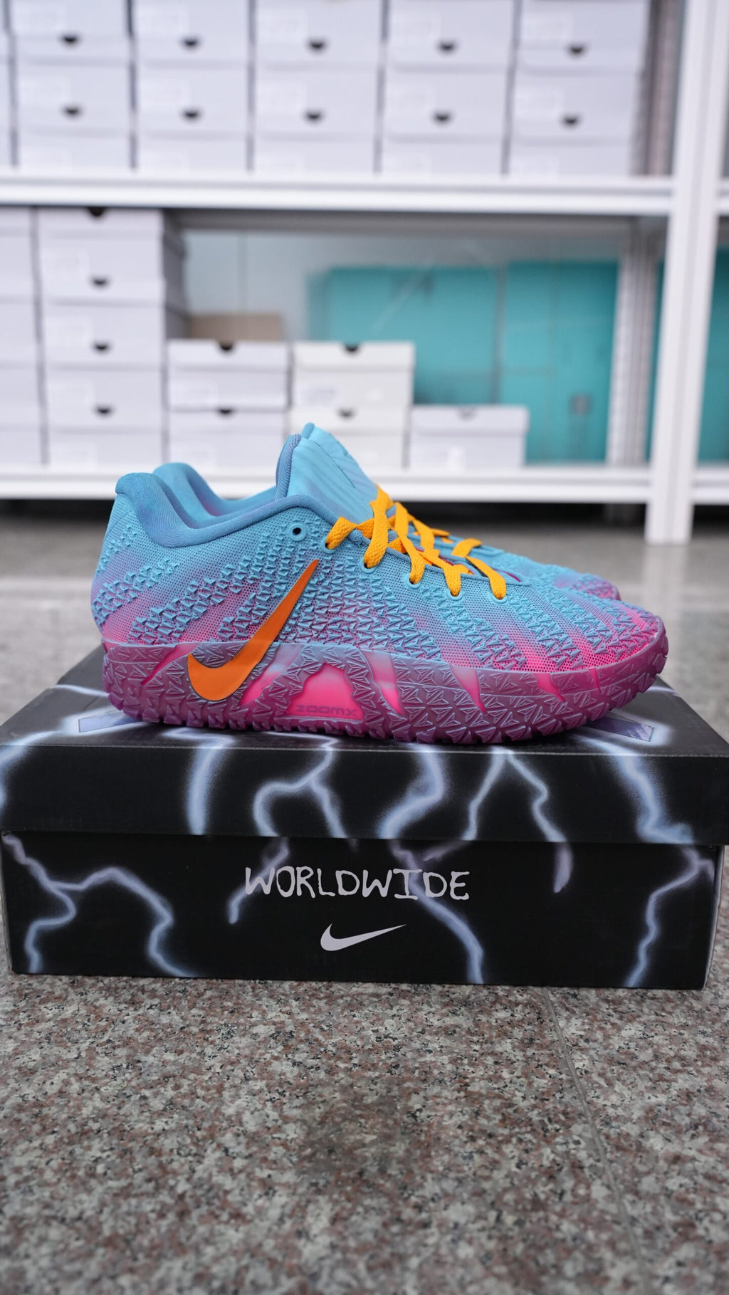 Men’s Low-Top Basketball Shoes, Blue to Pink Purple Gradient Textured Upper with Orange Accent, Breathable Cushioned Non-Slip Athletic Sneakers for Training Gym & Daily Casual Wear