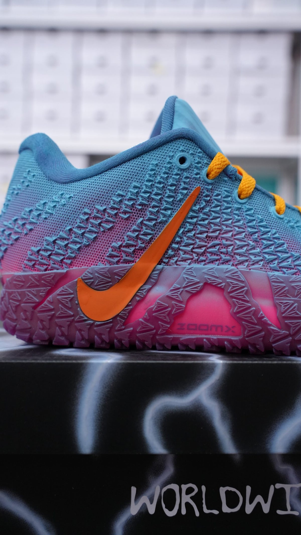 Men’s Low-Top Basketball Shoes, Blue to Pink Purple Gradient Textured Upper with Orange Accent, Breathable Cushioned Non-Slip Athletic Sneakers for Training Gym & Daily Casual Wear
