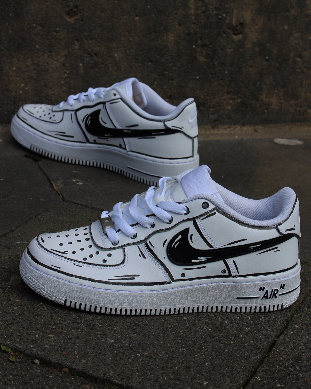 Custom Nike Air Force 1 “Comic Black & White” unique and handpainted sneakers