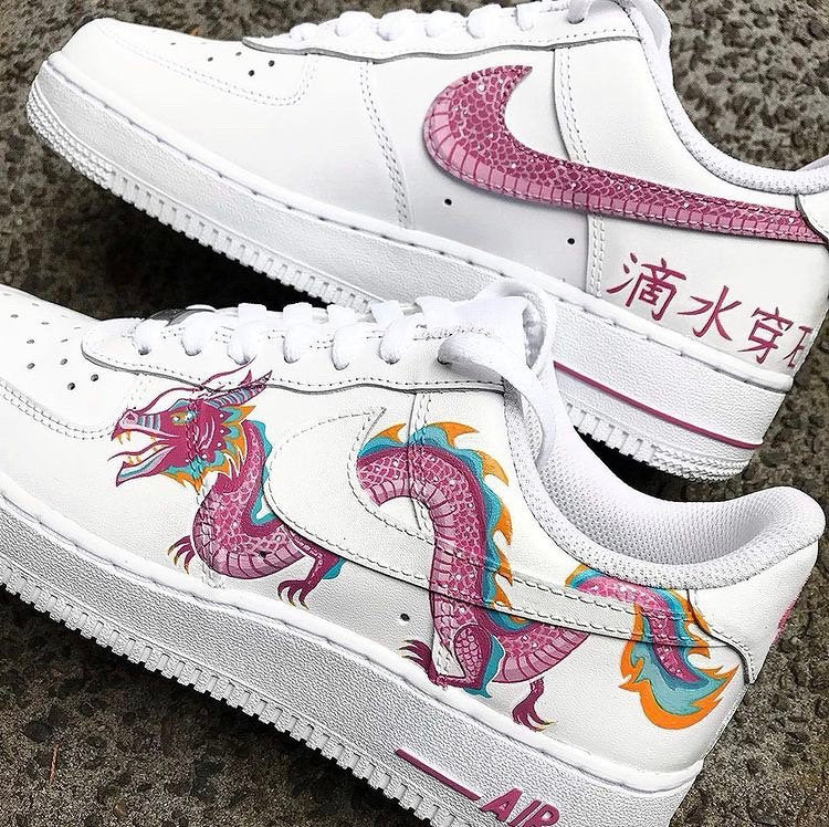 Custom Nike Airforce I Trainers Low White Exclusive Artwork; Hand Painted; All sizes; Made in London Art Studio, UK