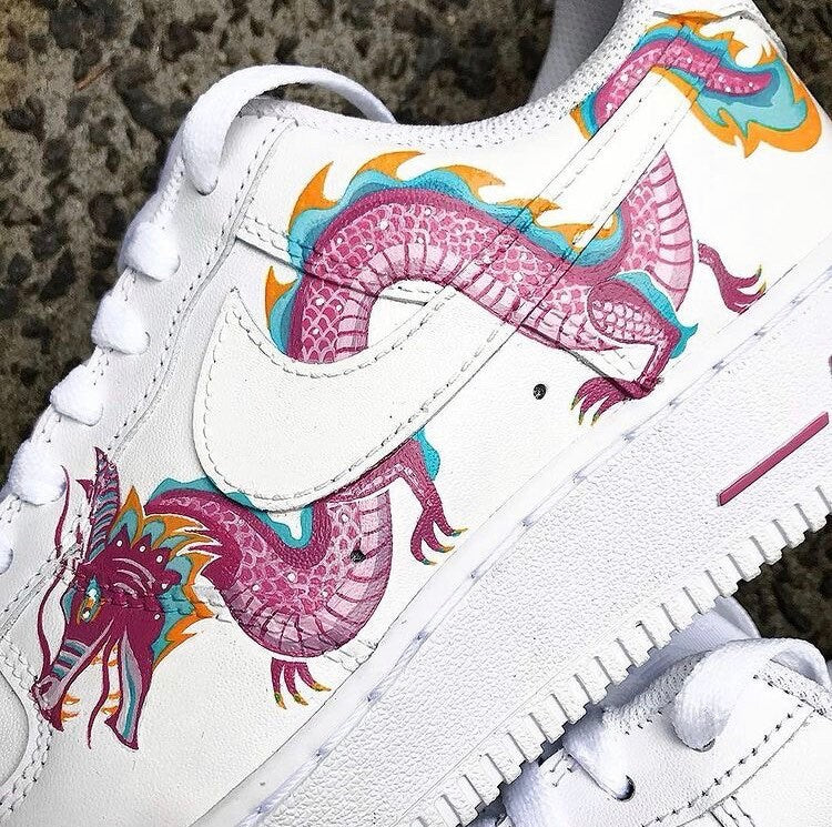 Custom Nike Airforce I Trainers Low White Exclusive Artwork; Hand Painted; All sizes; Made in London Art Studio, UK