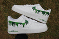 Custom Air Force 1 Shoes: Hand Painted Green Drip Design