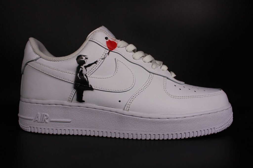 Custom Air Force 1 Banksy inspired ??Girl with balloon?? unique and handpainted sneaker art