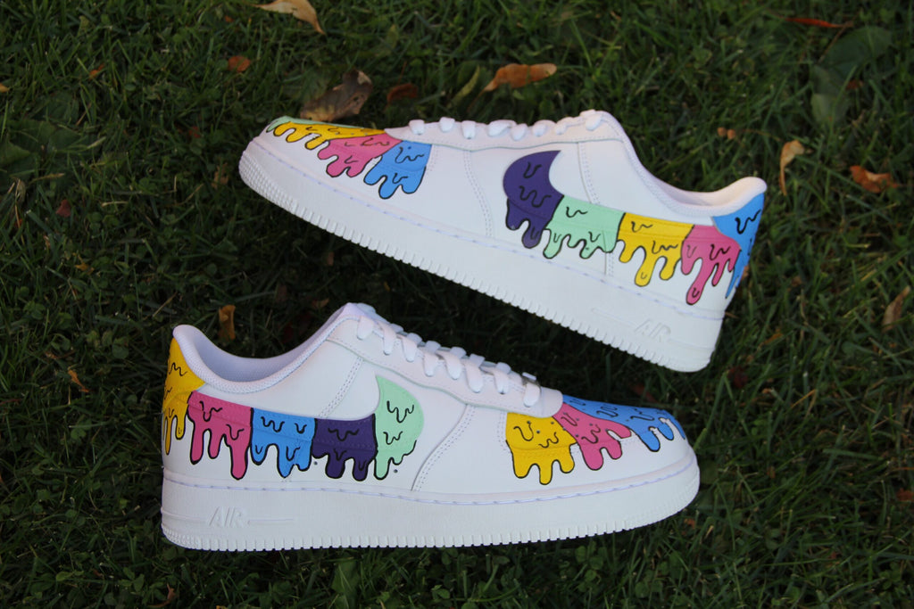 Custom Air Force 1 Shoes: Hand-Painted Drip Design