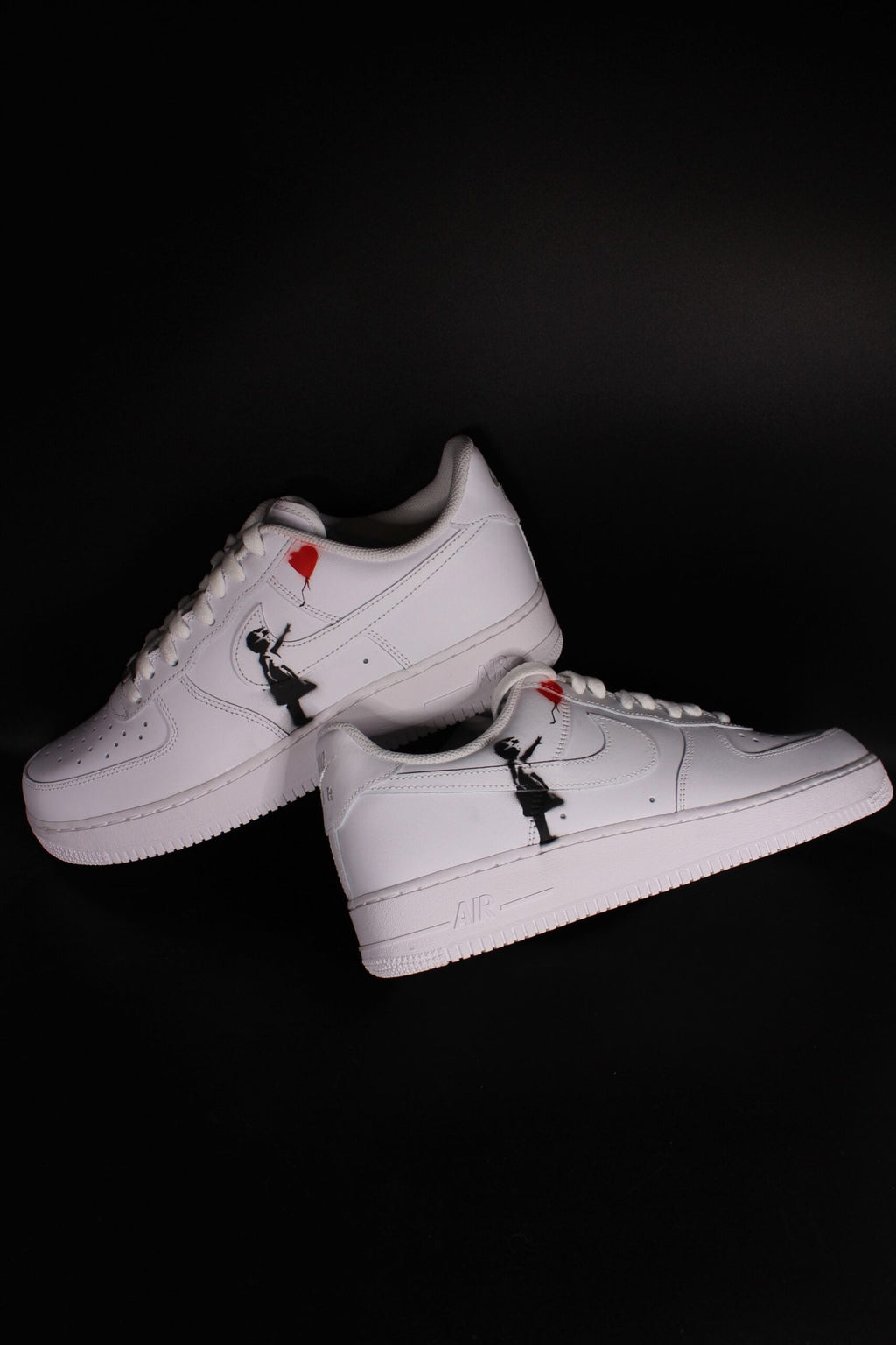 Custom Air Force 1 Banksy inspired ??Girl with balloon?? unique and handpainted sneaker art