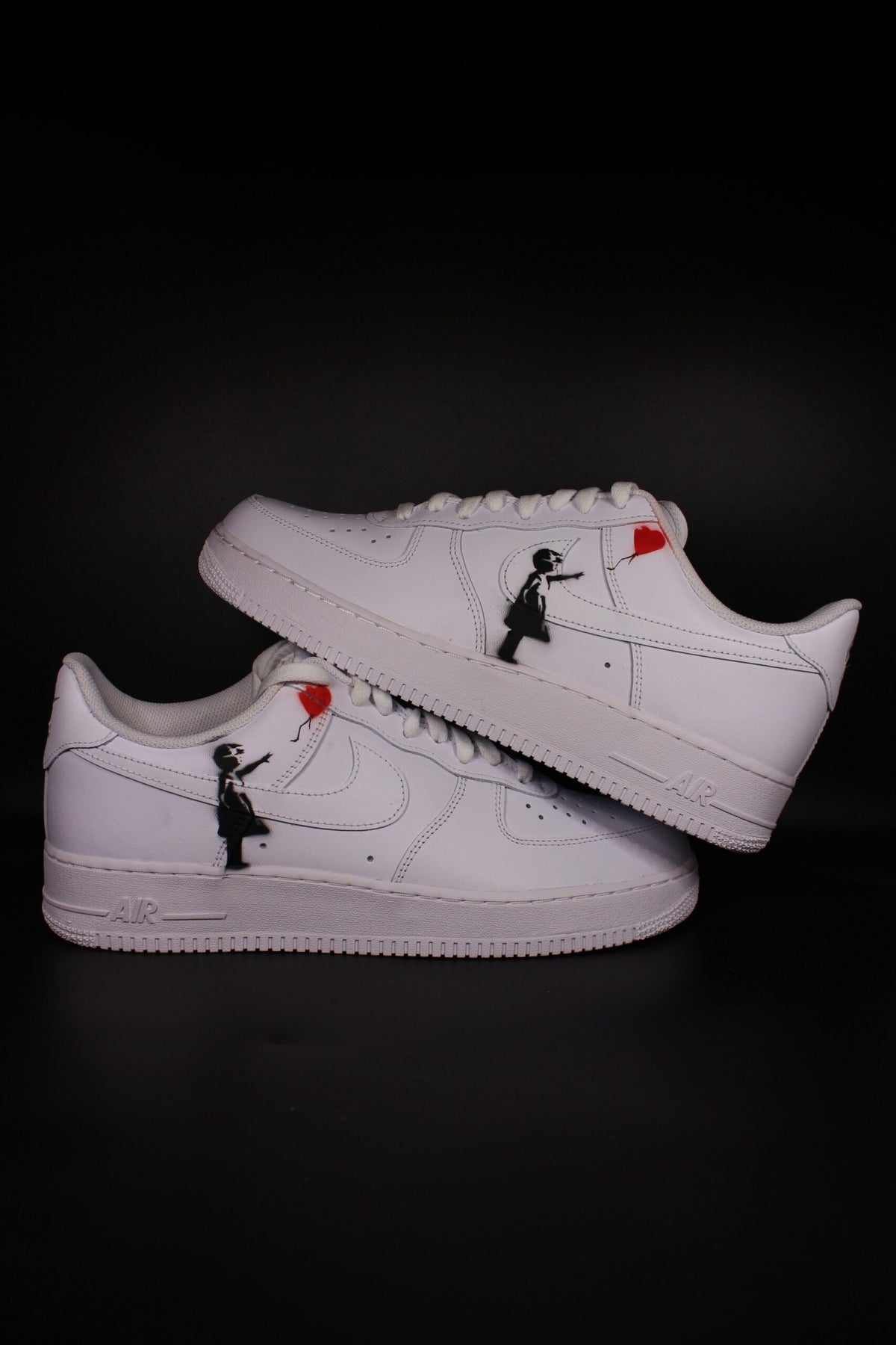 Custom Air Force 1 Banksy inspired ??Girl with balloon?? unique and handpainted sneaker art