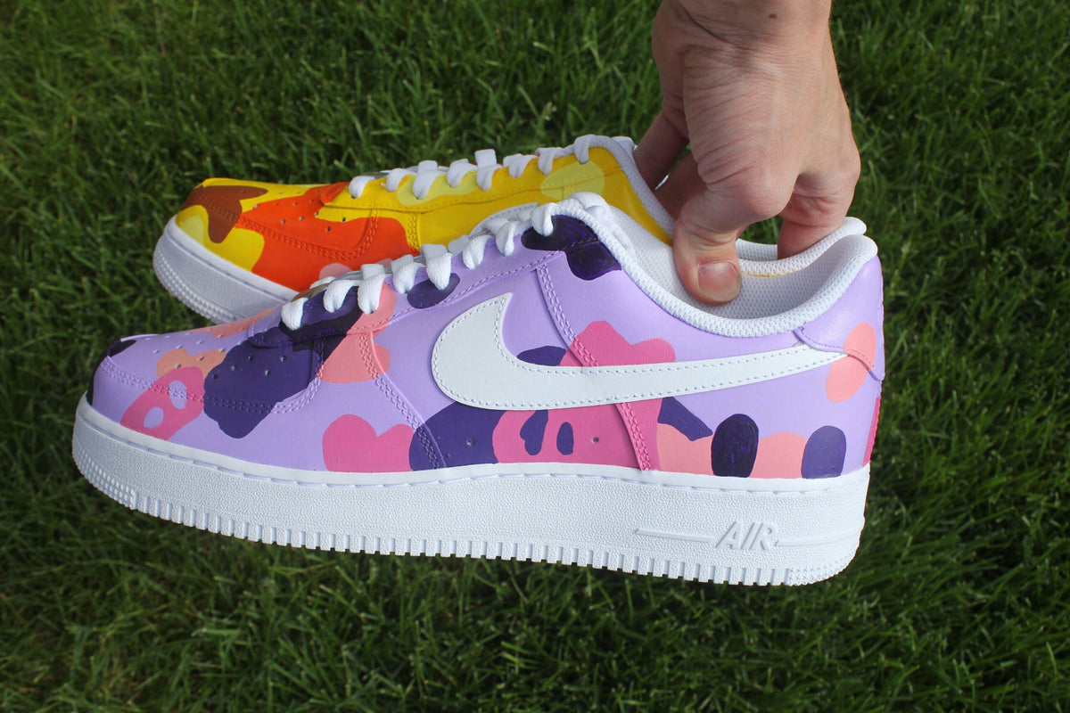 Custom Air Force 1 “Colorful Pattern Yellow/Purple”  Camo Bright Custom Shoes