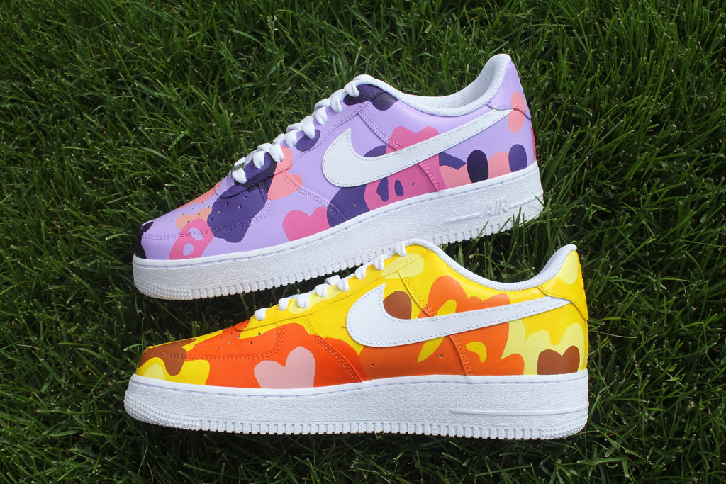 Custom Air Force 1 “Colorful Pattern Yellow/Purple”  Camo Bright Custom Shoes