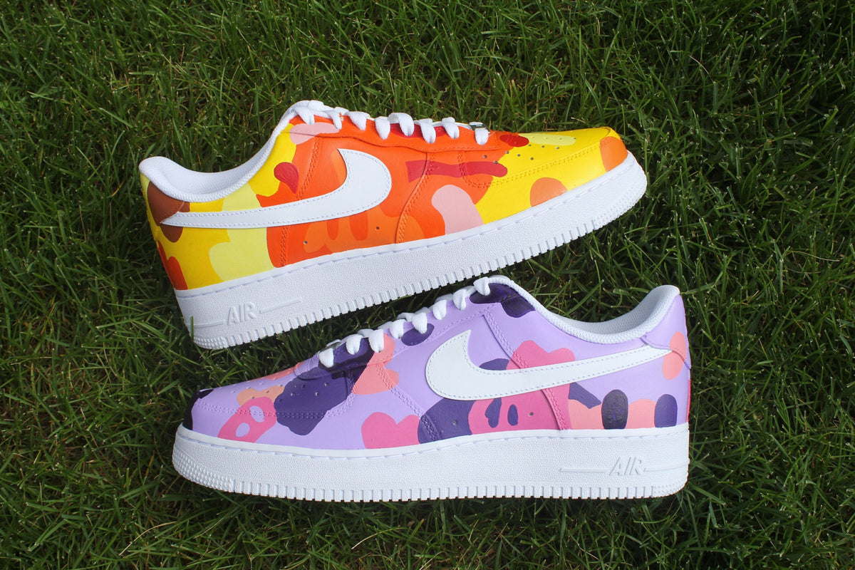 Custom Air Force 1 “Colorful Pattern Yellow/Purple”  Camo Bright Custom Shoes