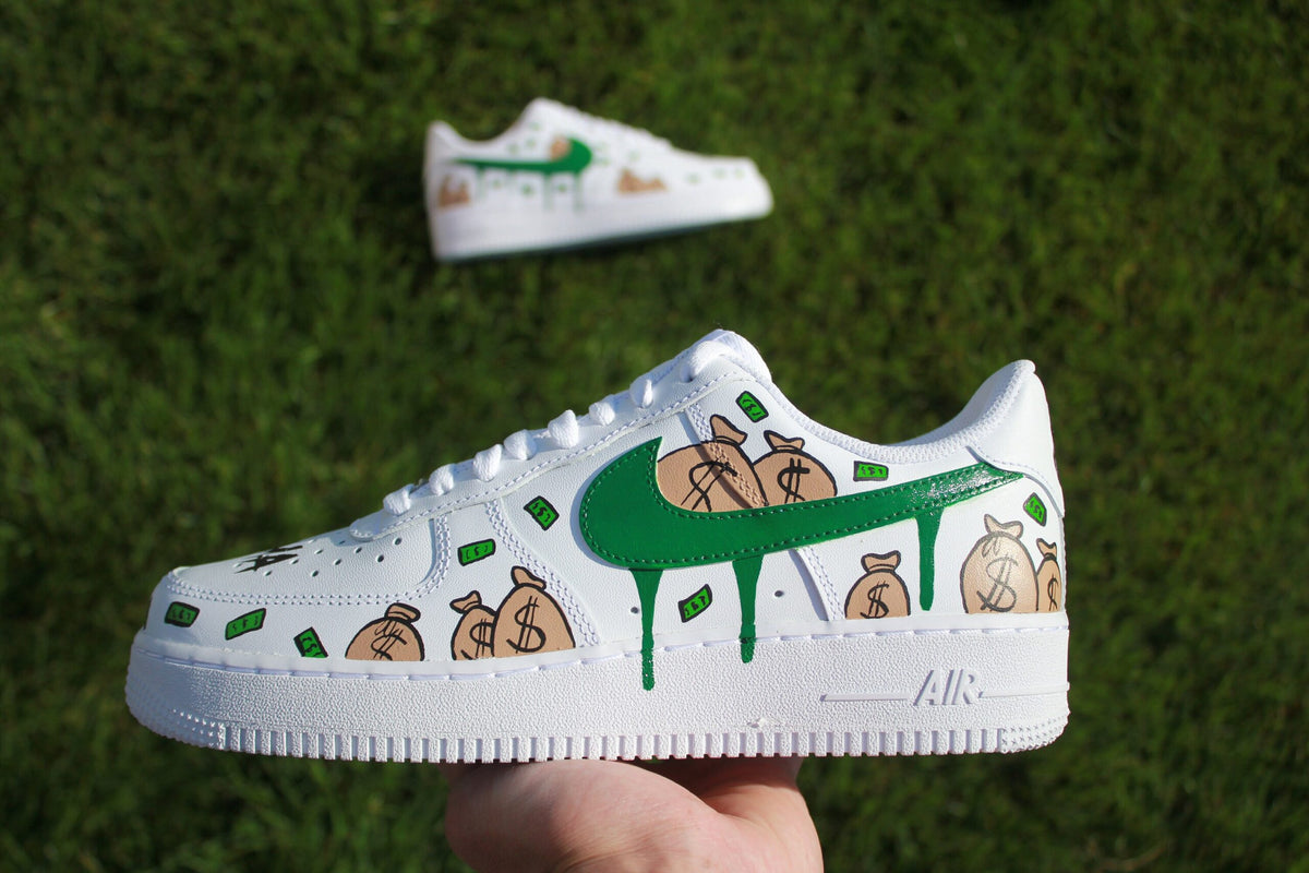 Custom Hand-Painted Air Force 1 “Money Stacks” Shoes