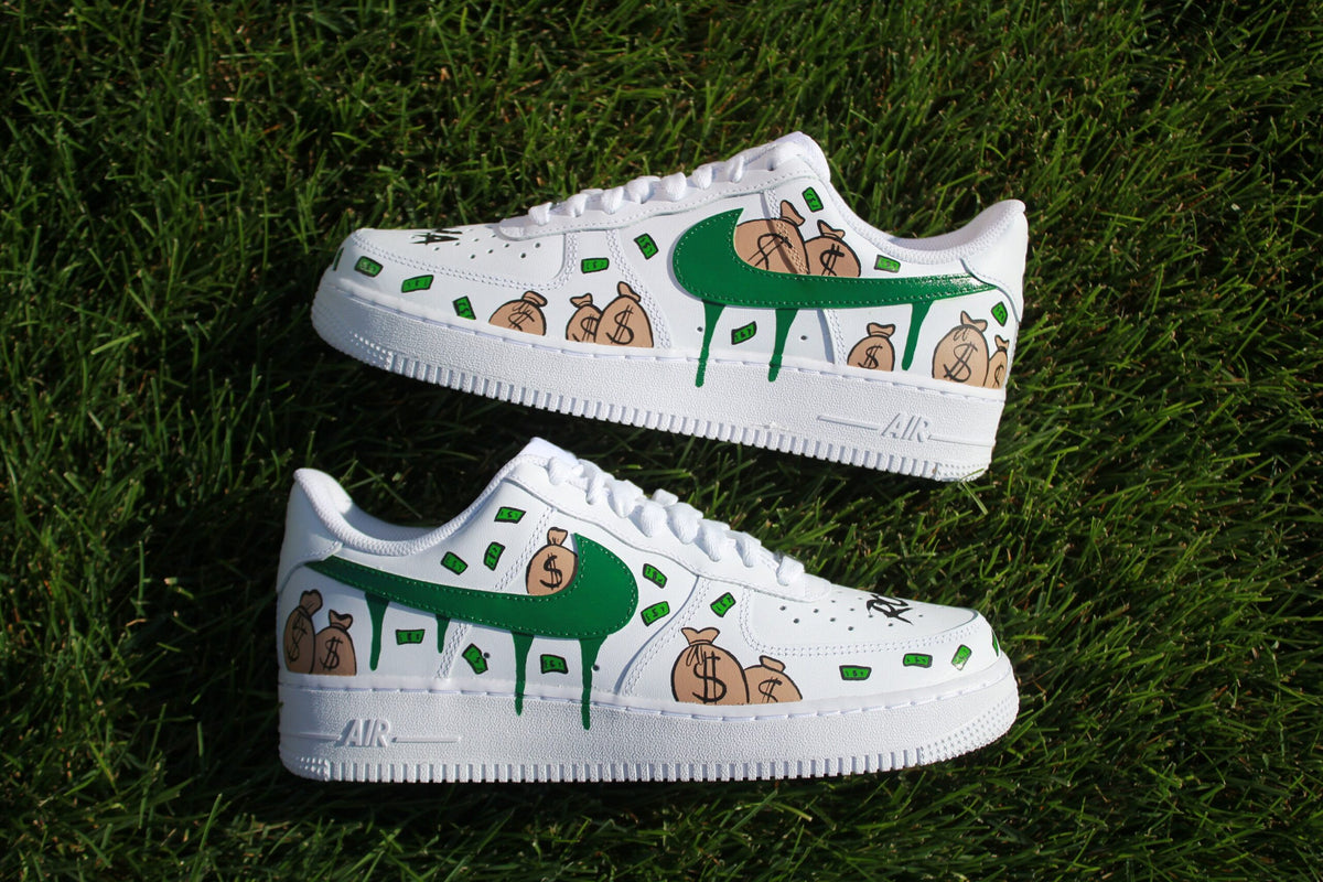 Custom Hand-Painted Air Force 1 “Money Stacks” Shoes