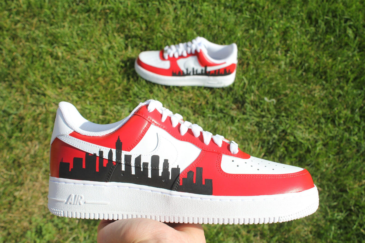 Custom Air Force 1 “Chicago Red Skyline” // City Chi Custom Shoes