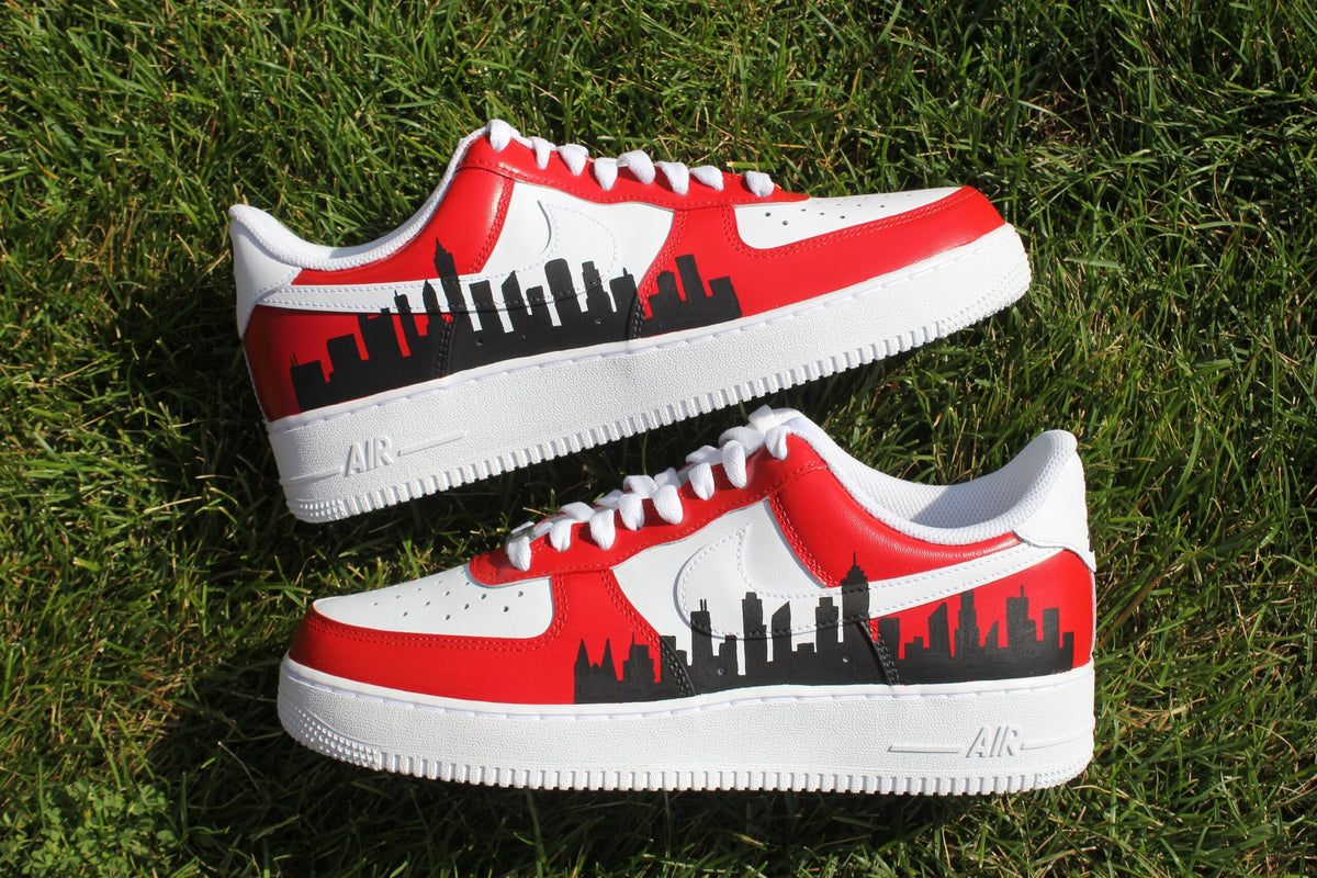 Custom Air Force 1 “Chicago Red Skyline” // City Chi Custom Shoes