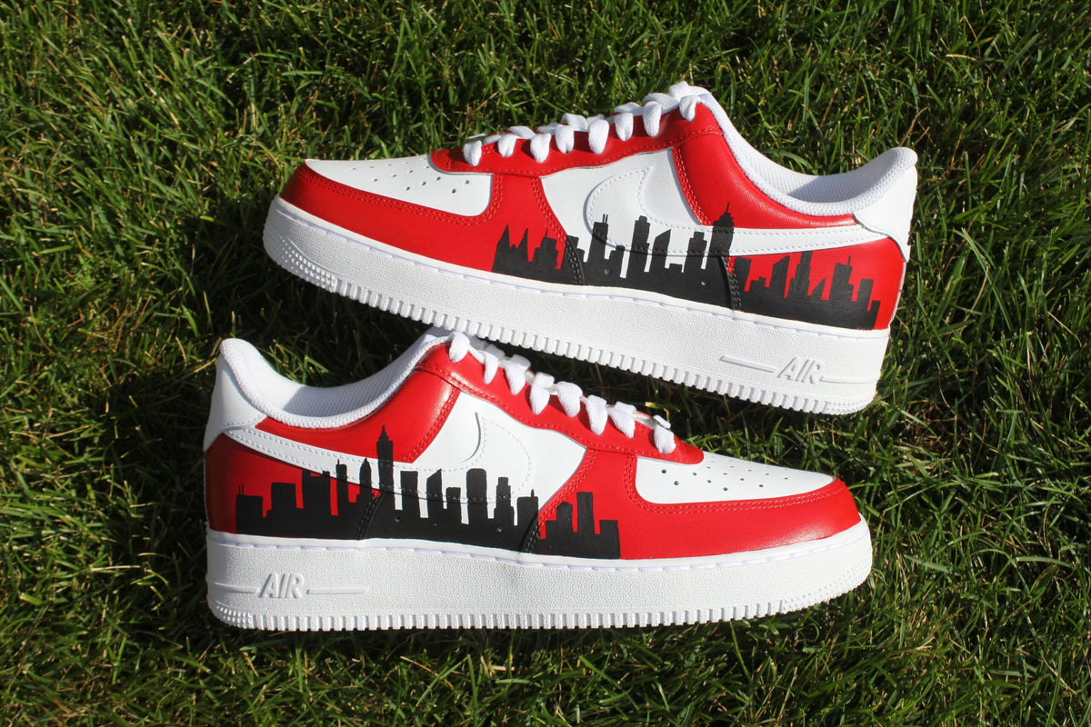 Custom Air Force 1 “Chicago Red Skyline” // City Chi Custom Shoes