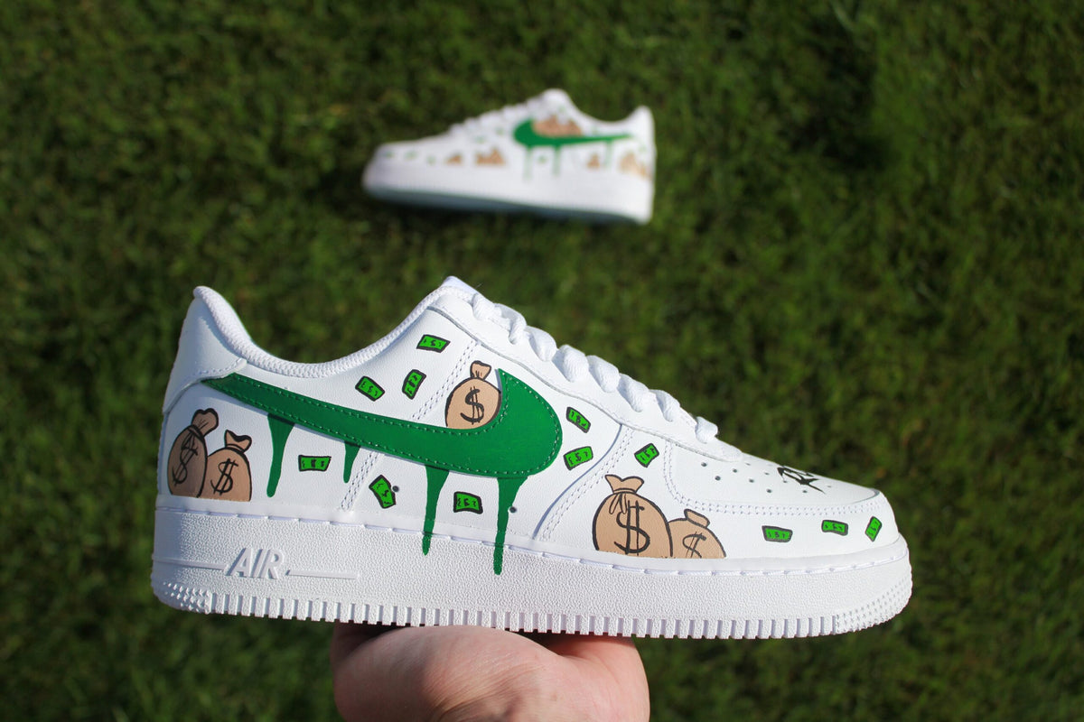 Custom Hand-Painted Air Force 1 “Money Stacks” Shoes