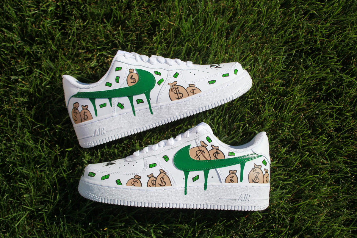 Custom Hand-Painted Air Force 1 “Money Stacks” Shoes