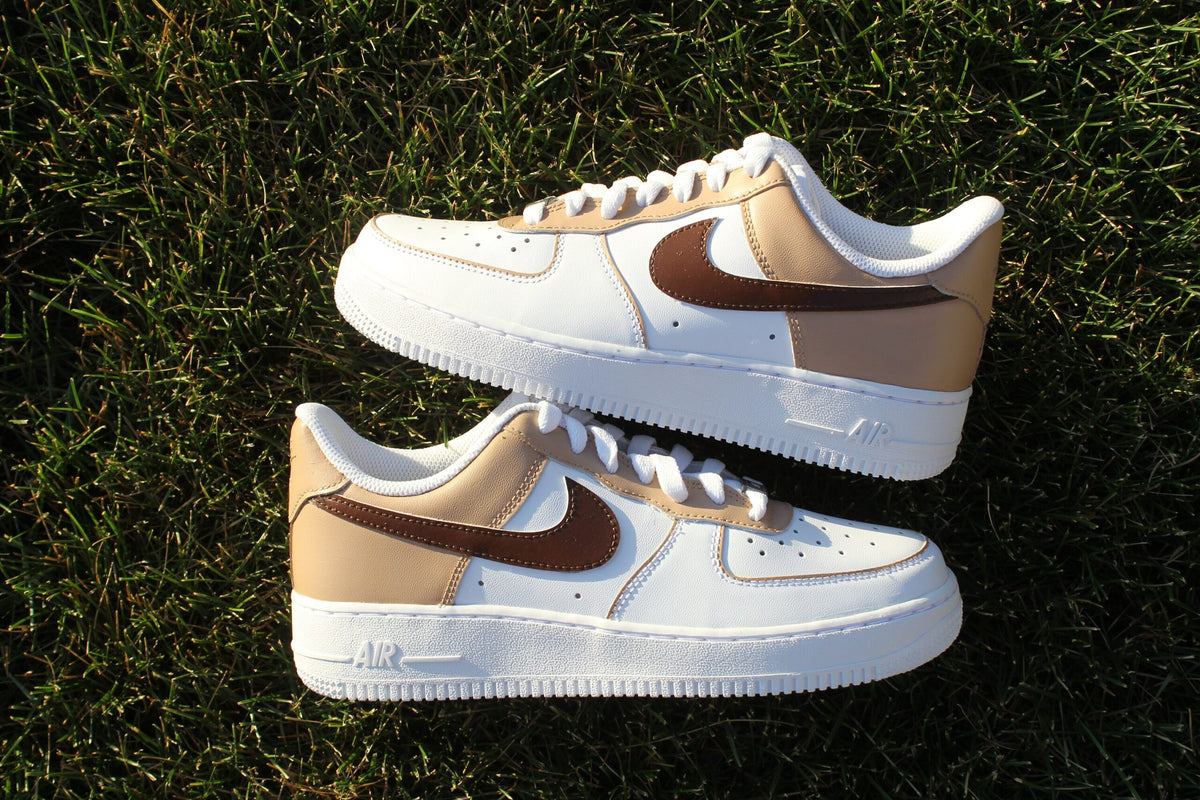 Custom Air Force 1 “Brown Toe” // Mocha Beige Cream Custom Shoes
