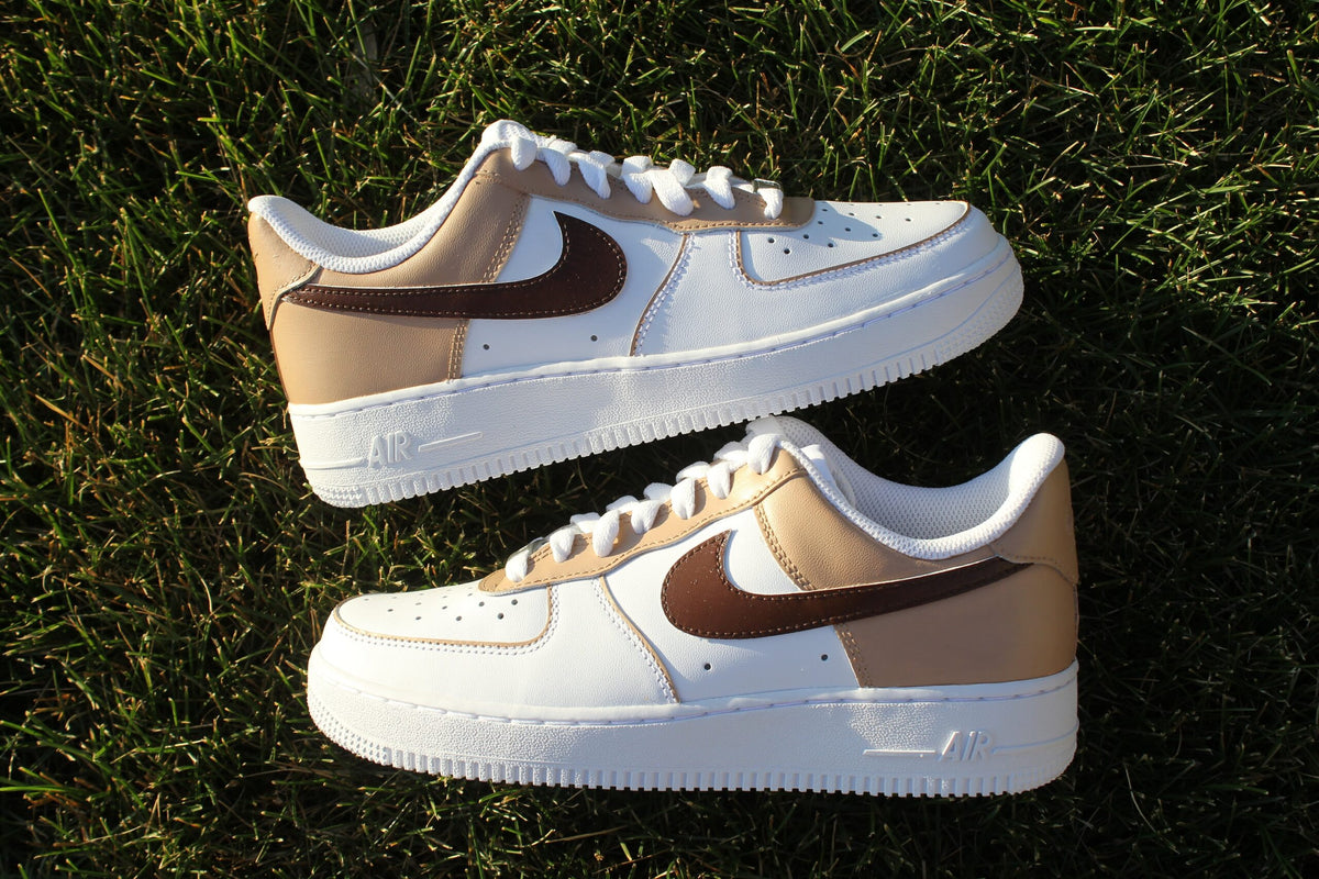 Custom Air Force 1 “Brown Toe” // Mocha Beige Cream Custom Shoes