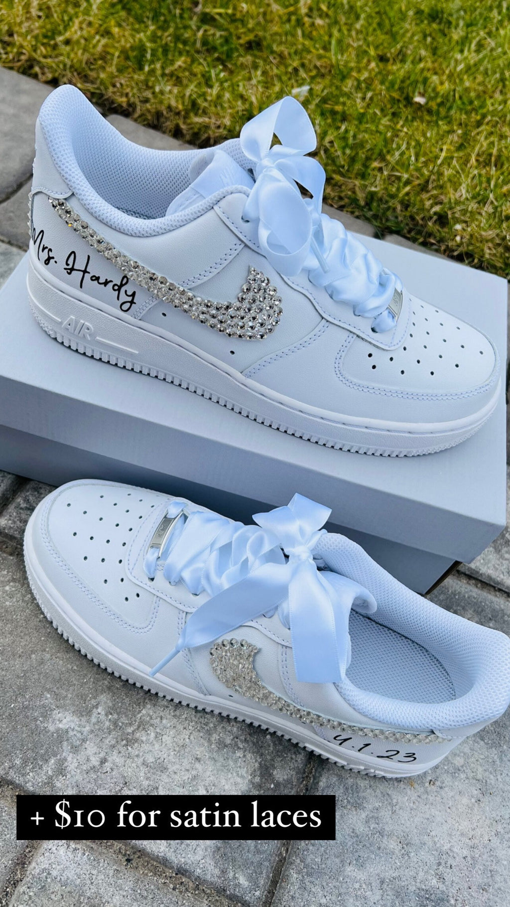 Personalized Rhinestone Bridal Sneakers – Air Force 1 Wedding Shoes – Crystal rhinestones