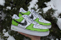 Custom Air Force 1 Shoes: Light Green Cartoon Outline
