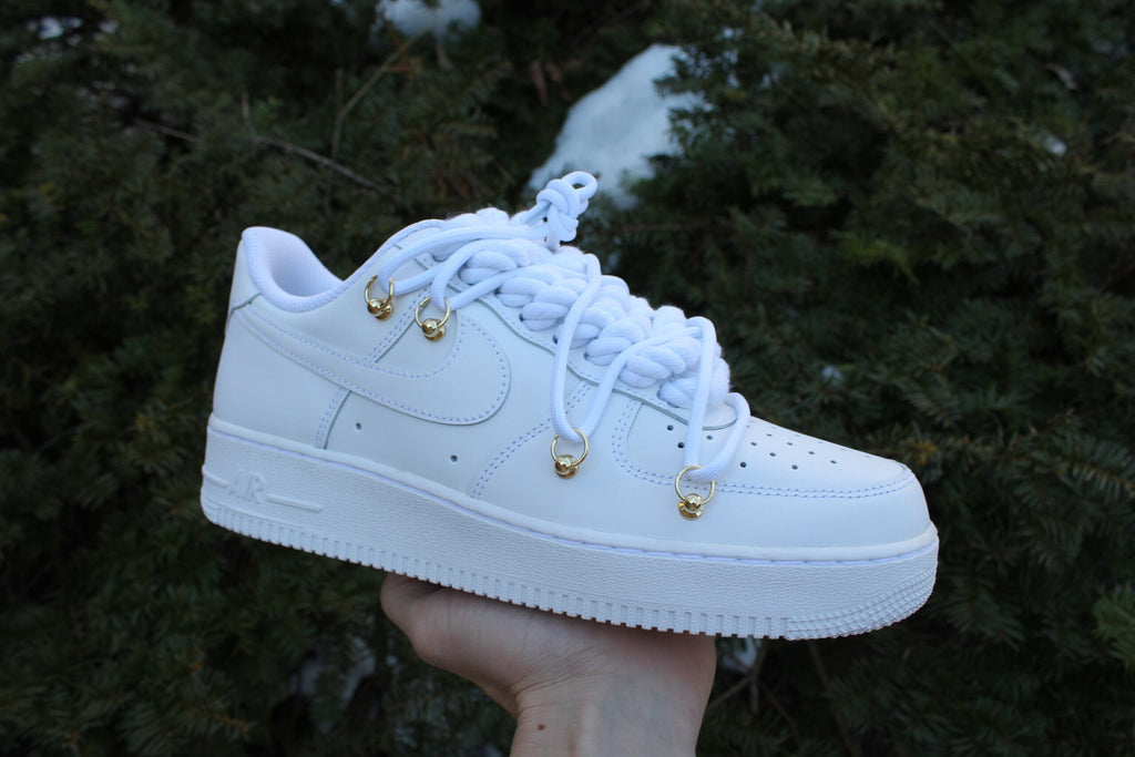 Custom Air Force 1 “Matte White Thick Rope Laces