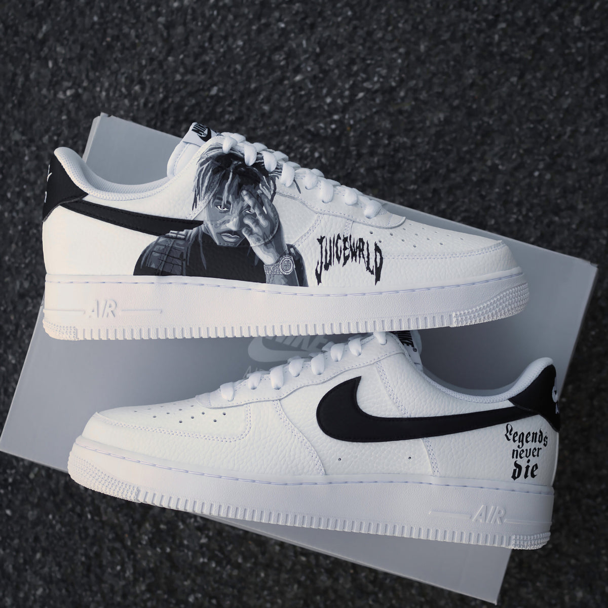 Custom Nike Air Force 1 Juice Wrld – Custom Sneaker Juice Wrld – Hand painted shoes – Custom Sneaker AF1 – Legends never die – Rapper – 999