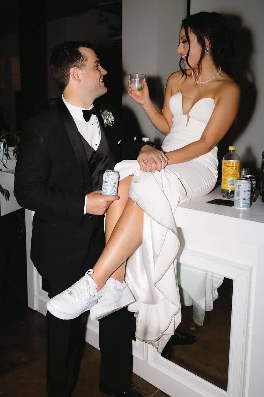 Personalized Bridal Air Force 1 Sneakers White Iridescent Rhinestone & Pearl Wedding Shoes