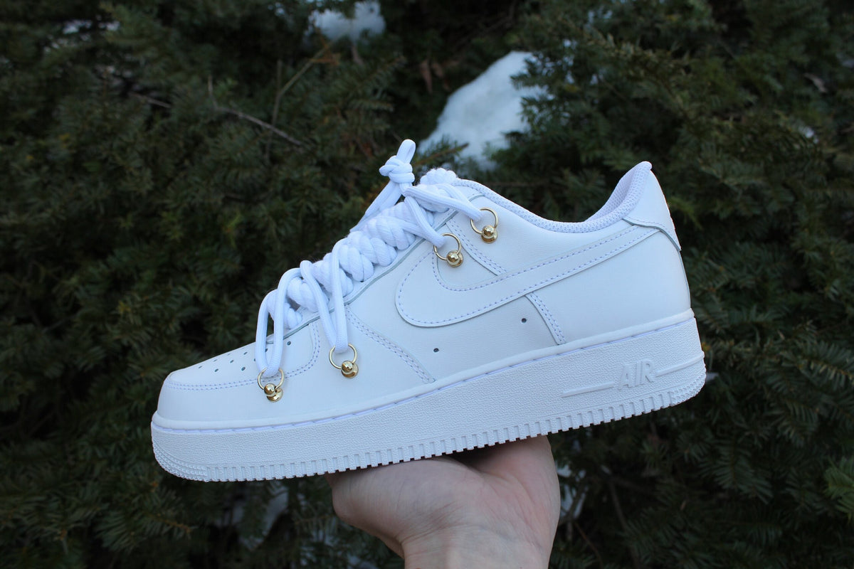 Custom Air Force 1 “Matte White Thick Rope Laces
