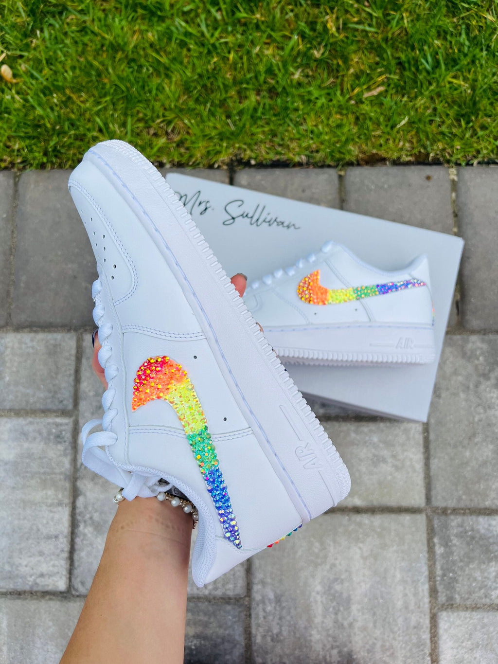 Personalized Pride Rhinestone Air Force 1 Wedding Sneakers
