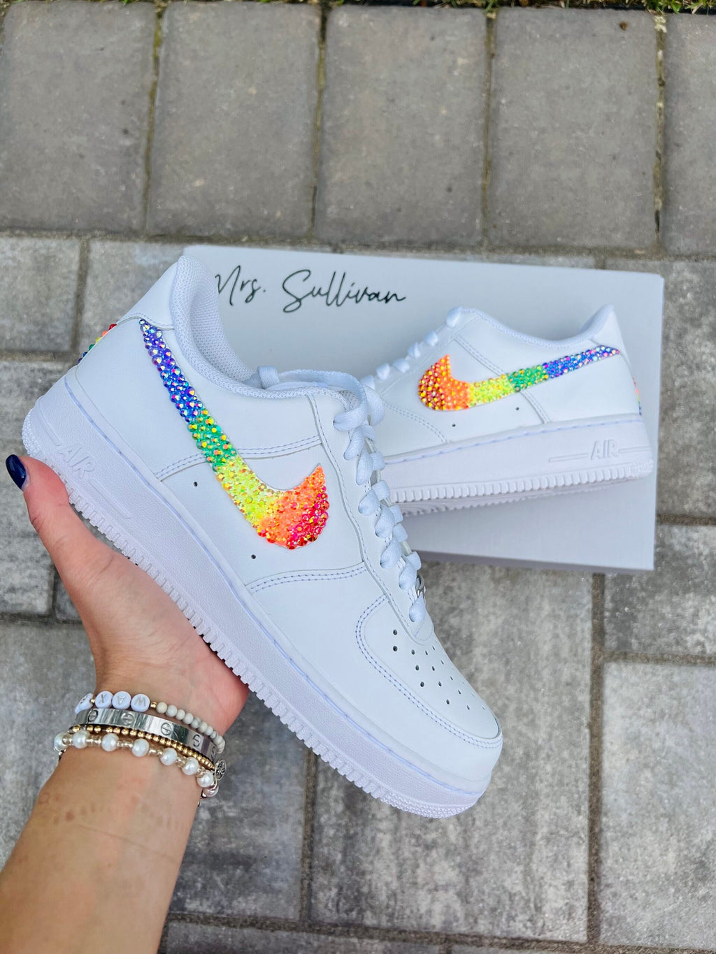 Personalized Pride Rhinestone Air Force 1 Wedding Sneakers