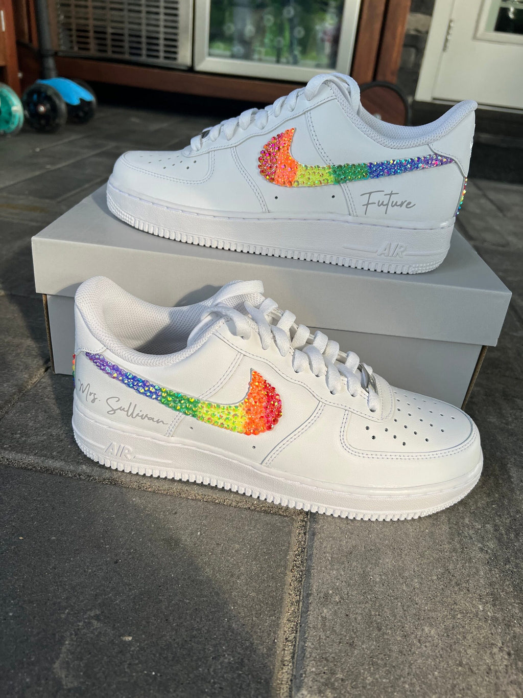 Personalized Pride Rhinestone Air Force 1 Wedding Sneakers