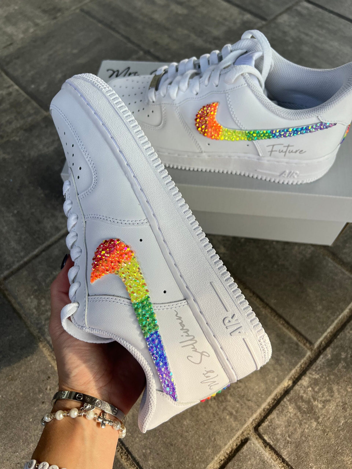 Personalized Pride Rhinestone Air Force 1 Wedding Sneakers