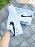 Personalized Wedding Sneakers: Black Rhinestone Air Force 1 for Groom