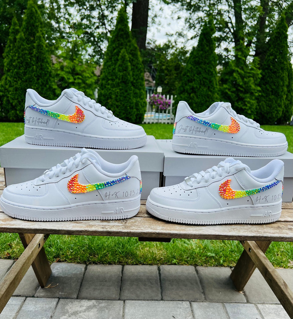Personalized Pride Rhinestone Air Force 1 Wedding Sneakers