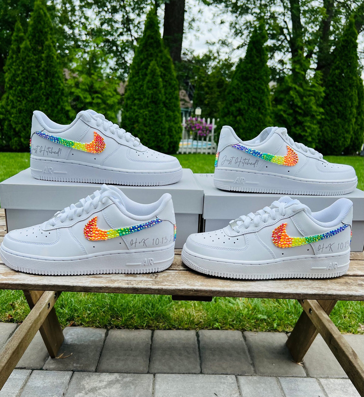 Personalized Pride Rhinestone Air Force 1 Wedding Sneakers