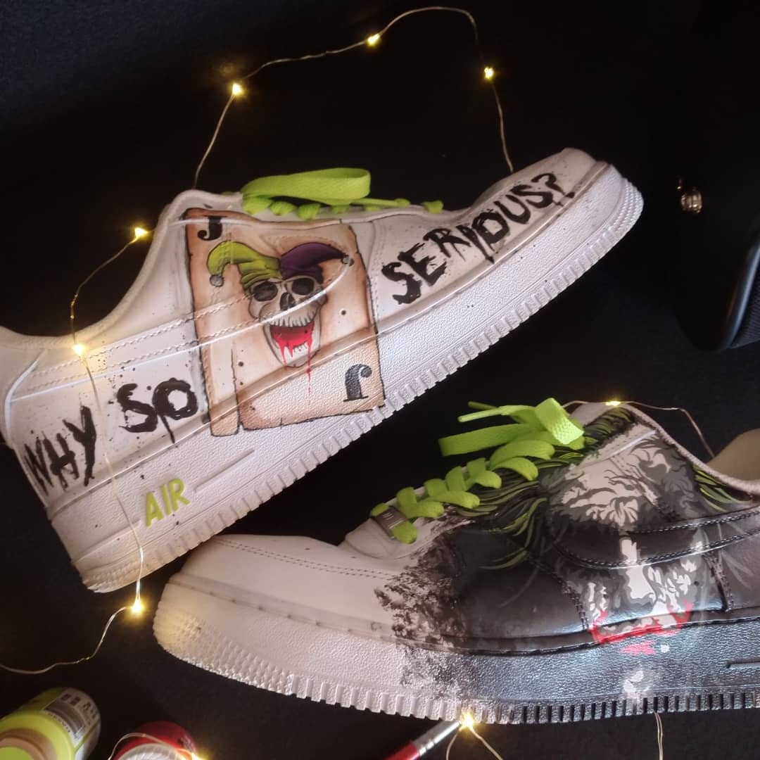 Custom Shoes Hand Painted Air Force 1 It Horror Joker Bat