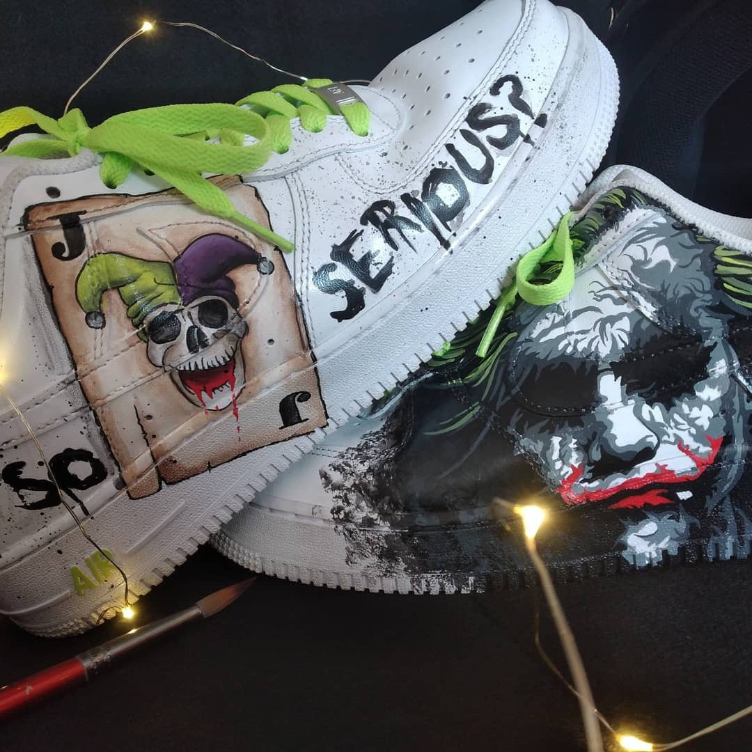 Custom Shoes Hand Painted Air Force 1 It Horror Joker Bat