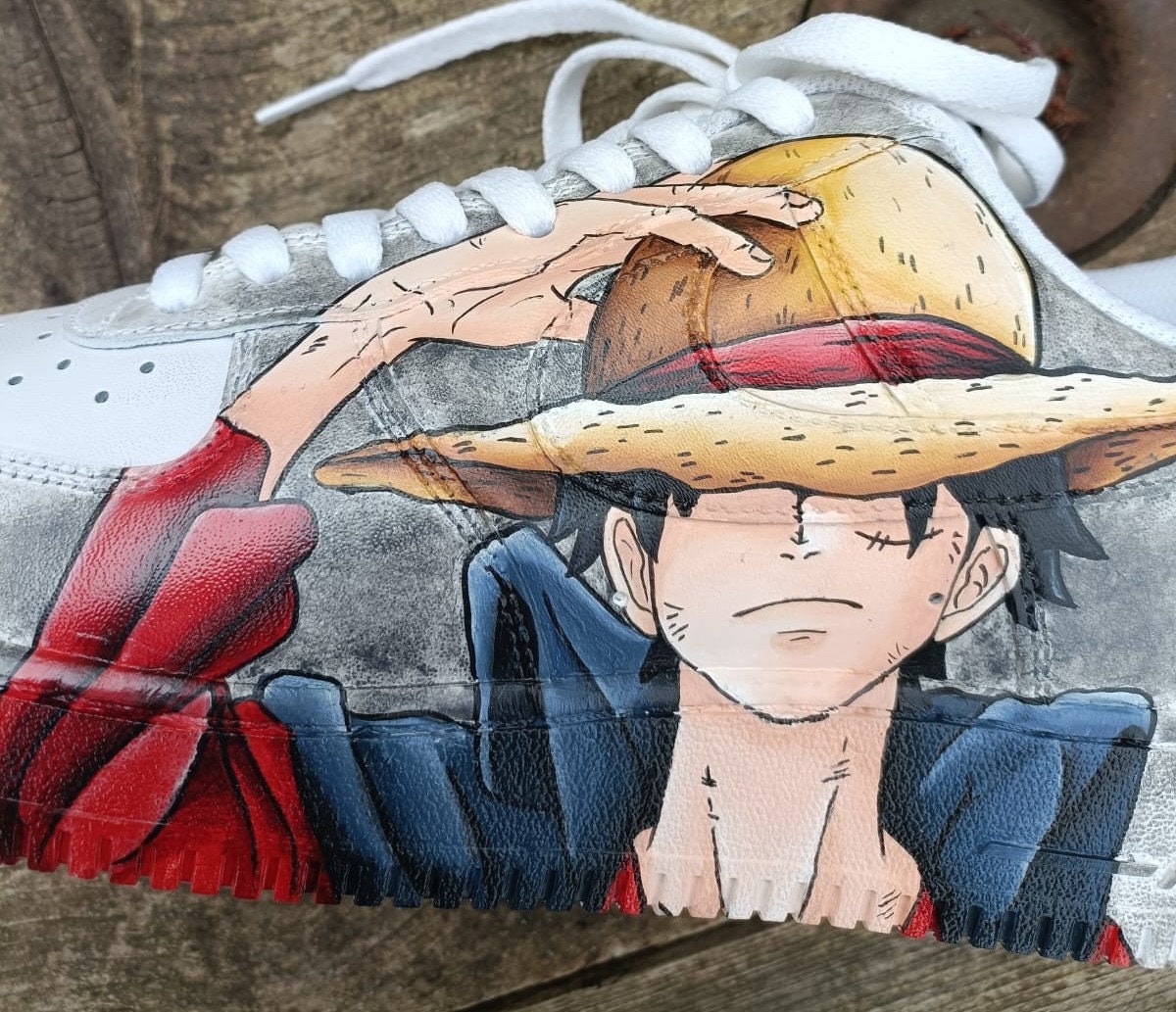 Hand-painted leather shoes NIKE Air Force 1 One piece manga comics