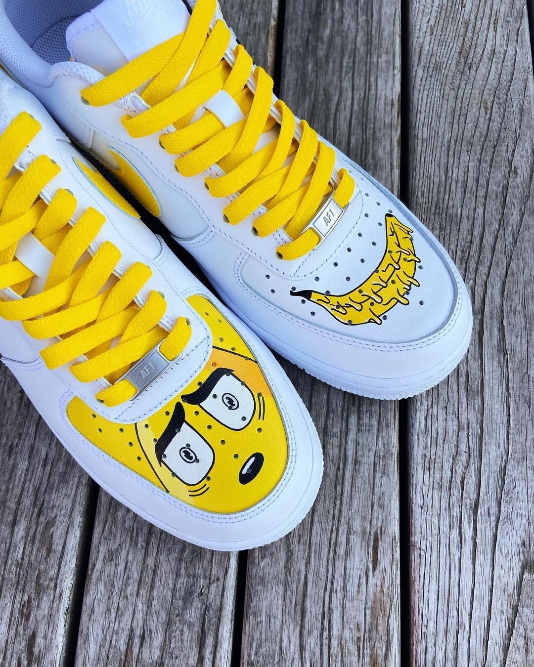 Custom Hand-Painted Air Force 1 Sneakers: Cartoon Banana Design