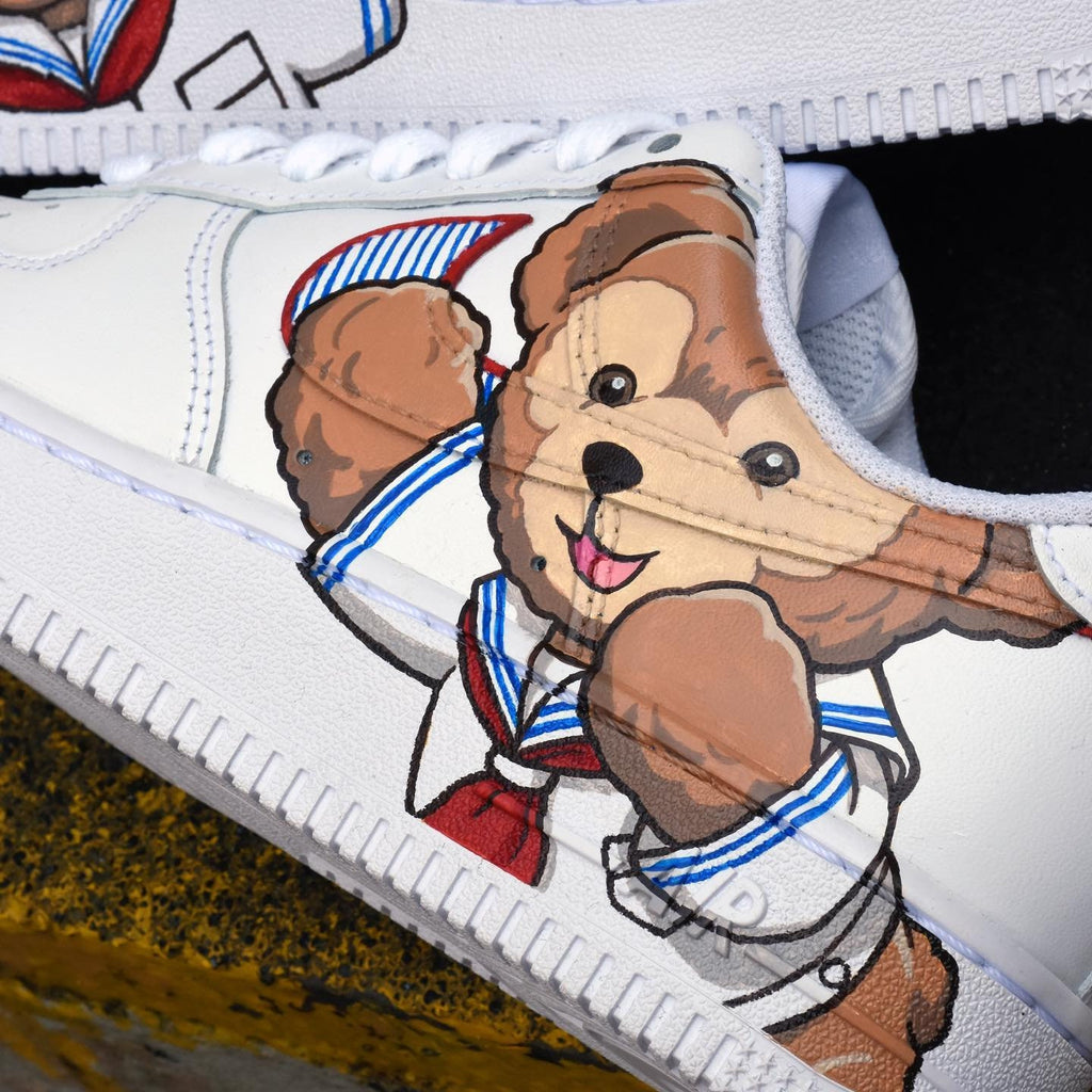 Hand Painted Duffy Bear Air Force 1 Sneakers: Custom Anime Street Style