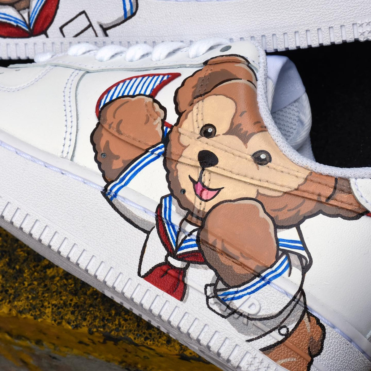 Hand Painted Duffy Bear Air Force 1 Sneakers: Custom Anime Street Style