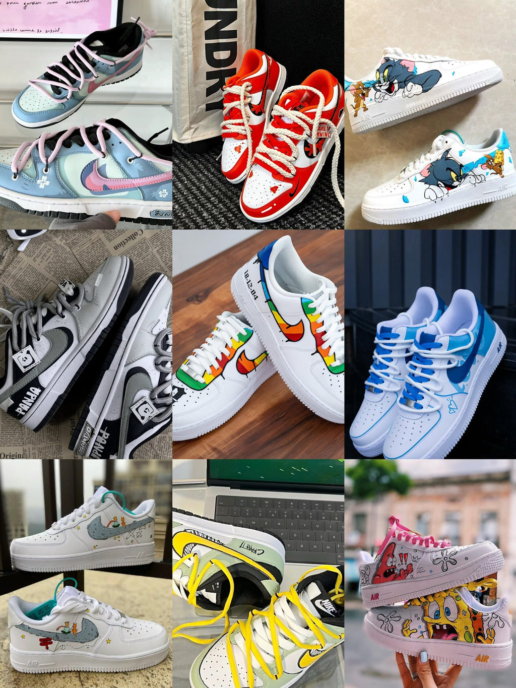 Hand Painted Tom & Jerry Air Force 1 Sneakers: Custom Cartoon Shoes