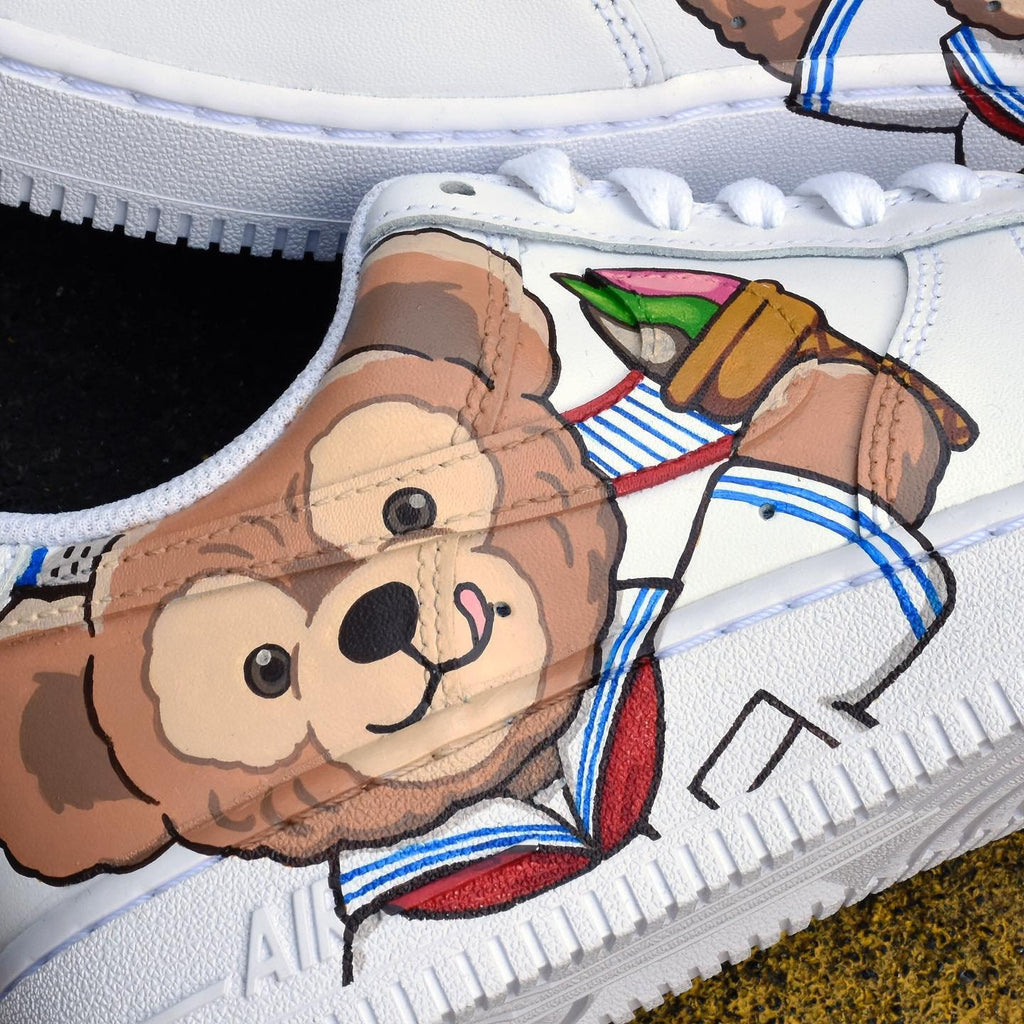 Hand Painted Duffy Bear Air Force 1 Sneakers: Custom Anime Street Style
