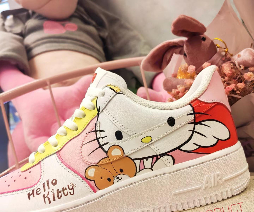 Hand Painted Hello Kitty Air Force 1 Sneakers: Custom Anime Shoes