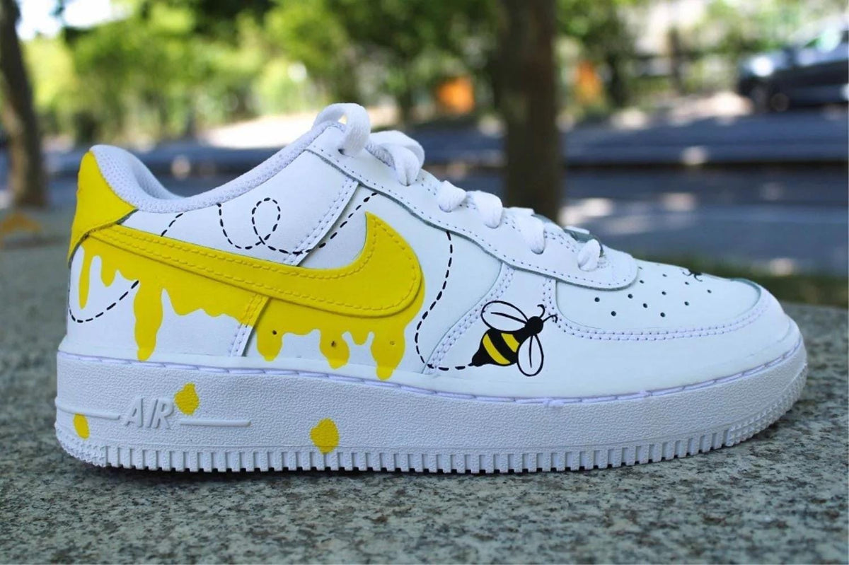 Custom Hand-Painted Honey Bee Air Force 1 Sneakers