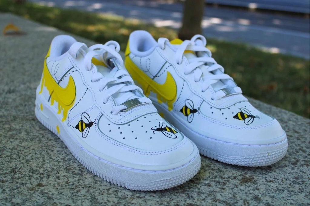 Custom Hand-Painted Honey Bee Air Force 1 Sneakers