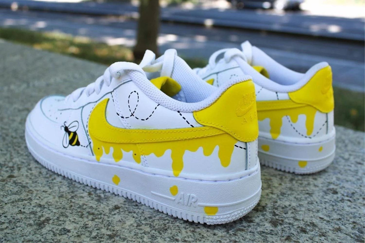 Custom Hand-Painted Honey Bee Air Force 1 Sneakers