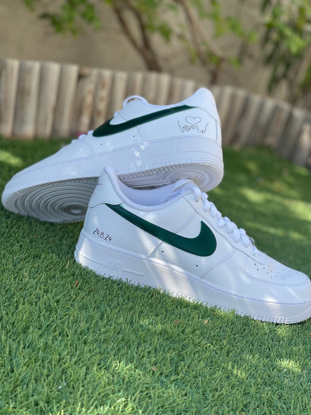 Custom Wedding Nike Air Force 1 Sneakers, Hand-Painted Pearl & Diamond