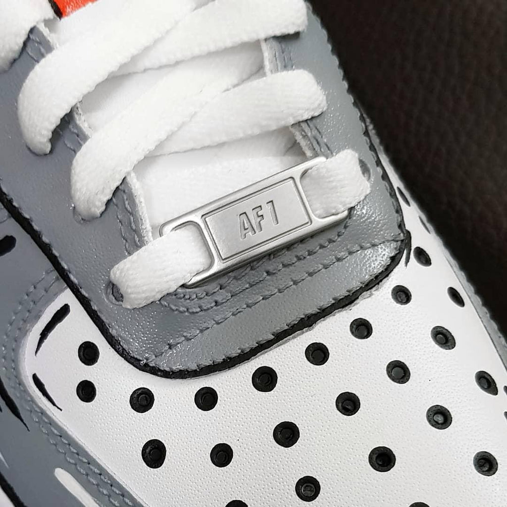 Custom Hand-Painted Air Force 1 Sneakers: Gray Cartoon Anime Shoes AF1 trendy white personalized gift design wedding fashion