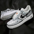 Custom Hand-Painted Air Force 1 Sneakers: Gray Cartoon Anime Shoes AF1 trendy white personalized gift design wedding fashion